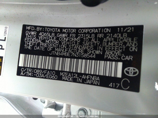 Toyota Corolla Hatchback Se 2022 JTNB4MBE7N3158544 Image 10