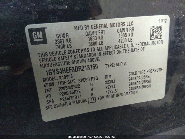 Cadillac Escalade Esv Luxury 2013 1GYS4HEF3DR213769 Image 9