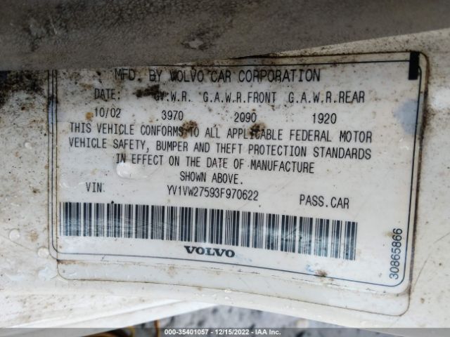 YV1VW27593F970622 Volvo V40