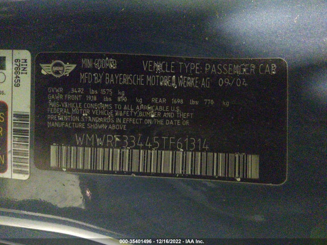 Mini COOPER CONVERTIBLE 2005 WMWRF33445TF61314 Image 10