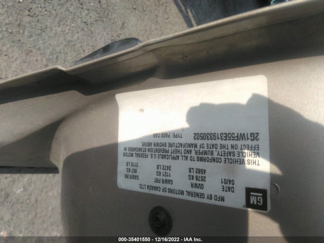 2001 CHEVROLET IMPALA VIN: 2G1WF55E319330502