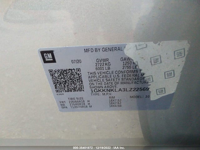 GMC ACADIA SLE 2020 1GKKNKLA3LZ225690 Image 7