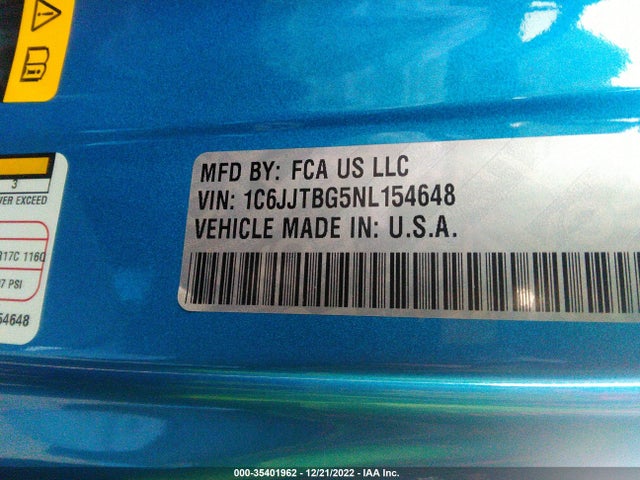2022 Jeep Gladiator, VIN: 1C6JJTBG5NL154648