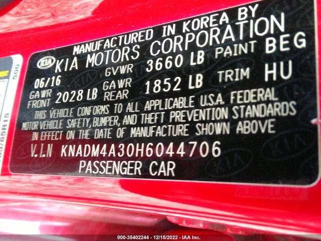 2017 Kia Rio, VIN: KNADM4A30H6044706
