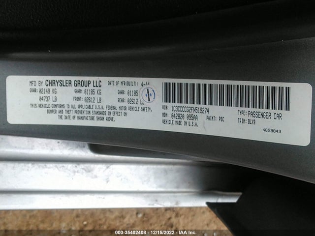 Chrysler 200 C 2015 1C3CCCCG2FN519274 Image 10