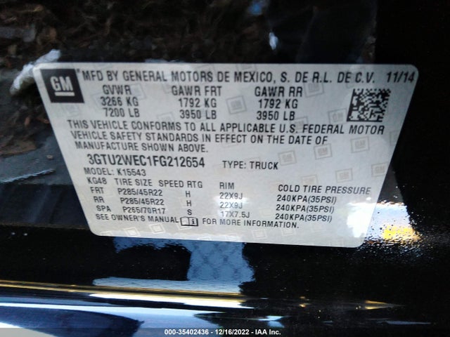 GMC Sierra 1500 Denali 2015 3GTU2WEC1FG212654 Image 9