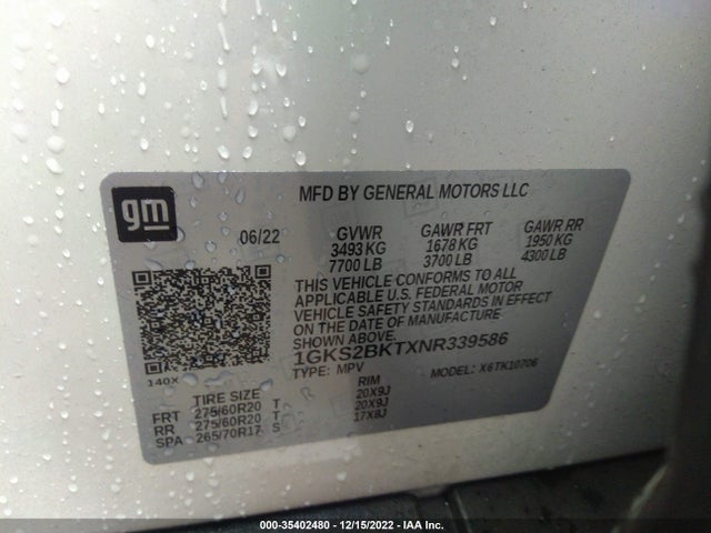 GMC YUKON SLT 2022 1GKS2BKTXNR339586 Image 9