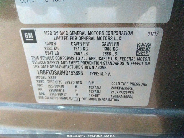 2017 Buick Envision, VIN: LRBFXDSA0HD153693