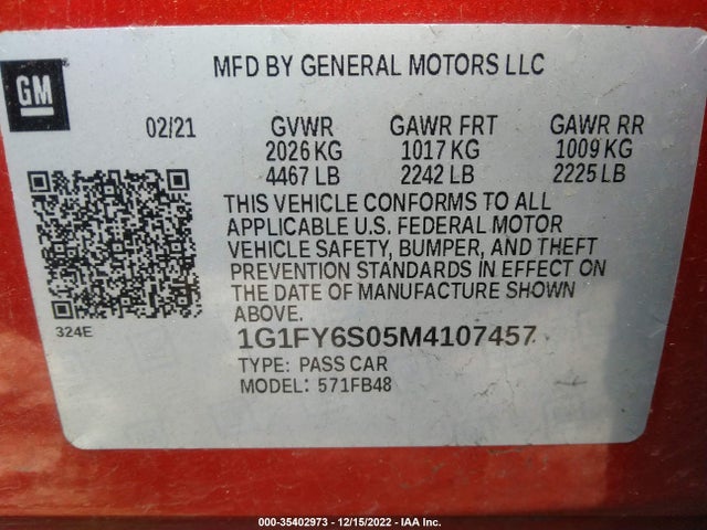 Chevrolet BOLT EV LT 2021 1G1FY6S05M4107457 Image 9