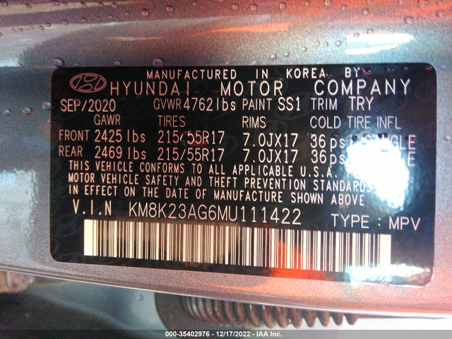 2021 Hyundai Kona, VIN: KM8K23AG6MU111422