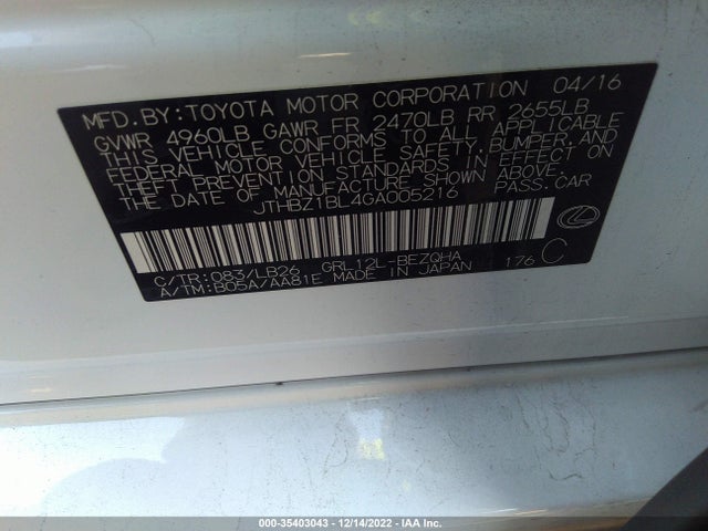 JTHBZ1BL4GA005216 Lexus GS 350