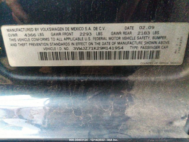 2009 VOLKSWAGEN JETTA SEDAN 3VWJZ71K29M141954 Photo 8