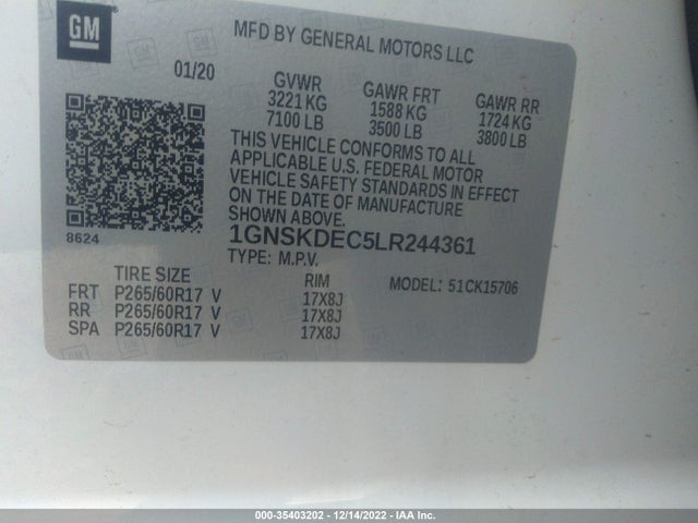 2020 Chevrolet Tahoe, VIN: 1GNSKDEC5LR244361