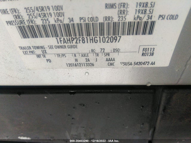 2017 Ford Taurus, VIN: 1FAHP2F81HG102097