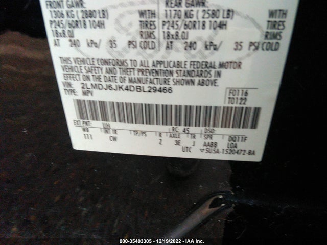 Lincoln MKX 2013 2LMDJ6JK4DBL29466 Image 11