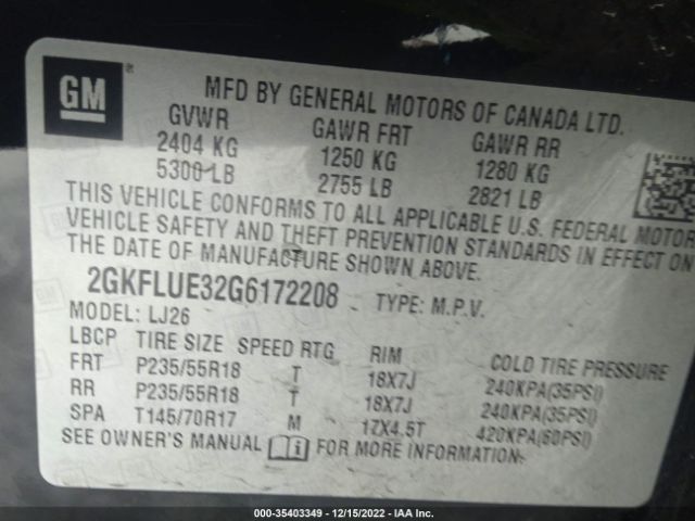 2GKFLUE32G6172208 GMC Terrain Slt