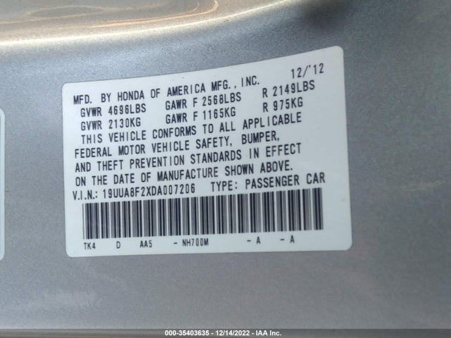 Продаж на аукціоні авто 2013 Acura Tl, vin: 19UUA8F2XDA007206, номер лоту: 35403635