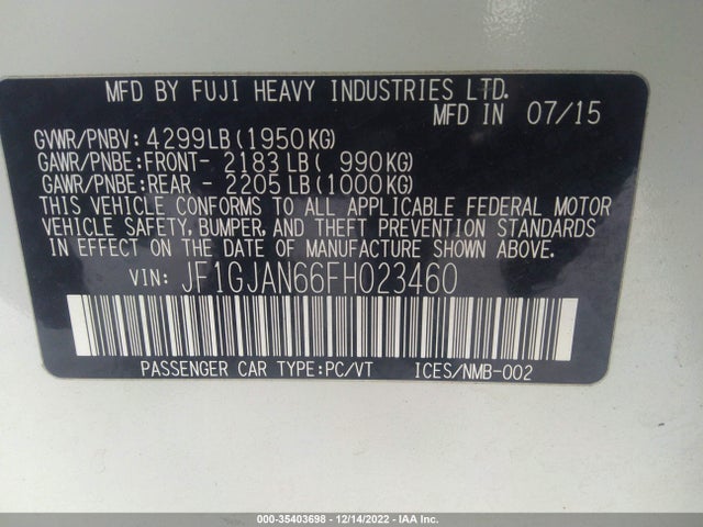 Subaru Impreza Sedan Limited 2015 JF1GJAN66FH023460 Image 11