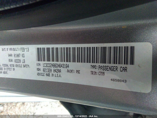 Dodge AVENGER SE 2013 1C3CDZAB6DN643164 Image 9