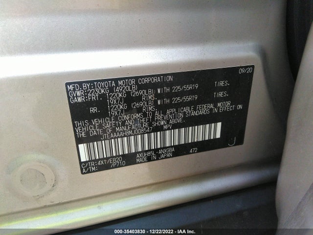 2021 Toyota Venza, VIN: JTEAAAAH8MJ008547