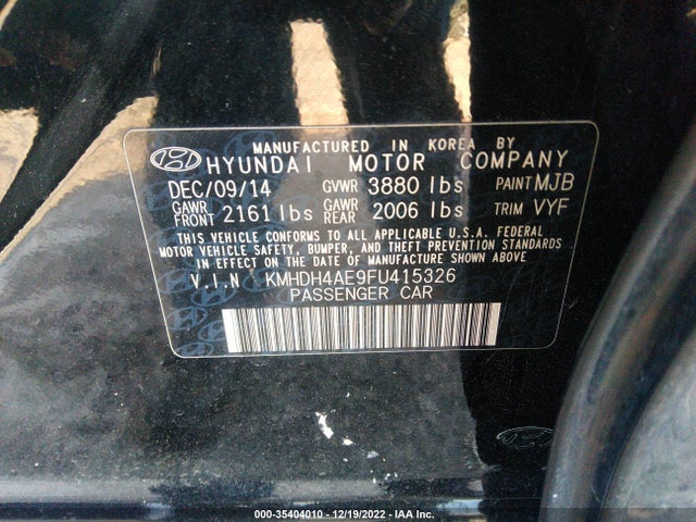 2015 Hyundai Elantra, VIN: KMHDH4AE9FU415326