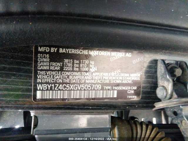 2016 BMW i3, VIN: WBY1Z4C5XGV505709
