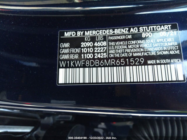 2021 Mercedes-Benz C-Class, VIN: W1KWF8DB6MR651529