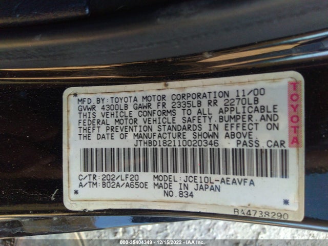 JTHBD182110020346 Lexus IS 300