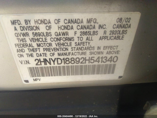 2HNYD18892H541340 Acura MDX