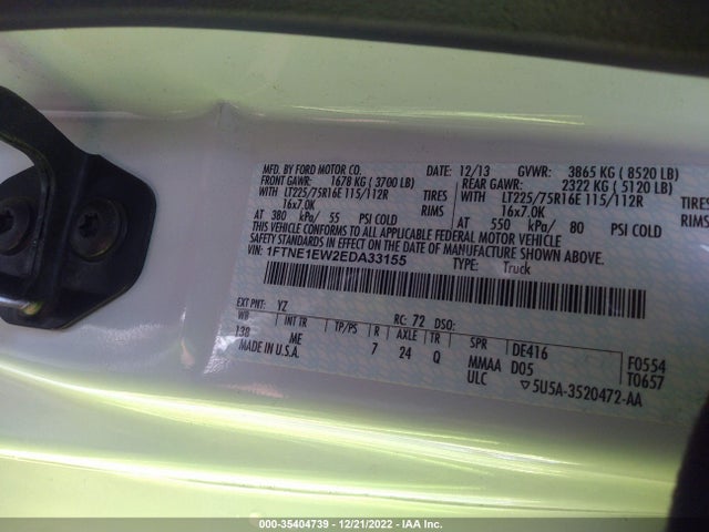 2014 Ford E-Series, VIN: 1FTNE1EW2EDA33155