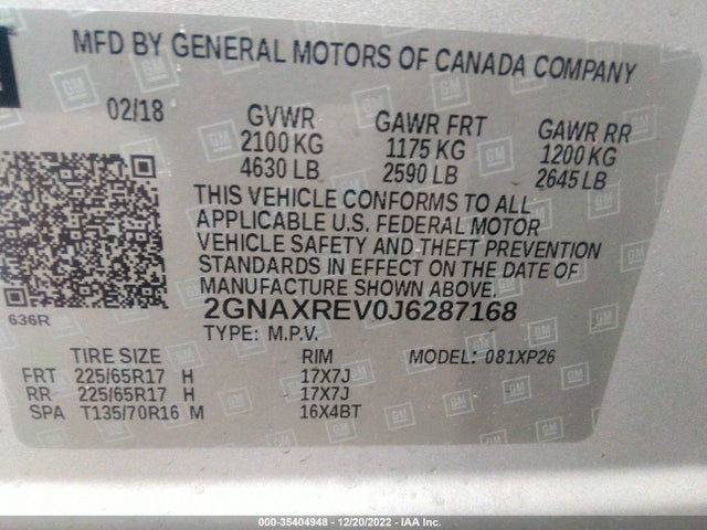 Chevrolet EQUINOX LS 2018 2GNAXREV0J6287168 Image 9