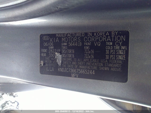 2007 KIA SORENTO EX VIN: KNDJC736675665244