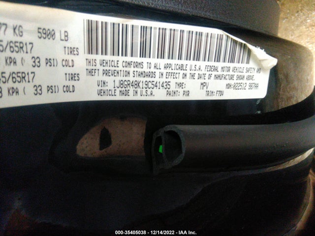 Aukcja sprzedaży 2009 Jeep Grand Cherokee Laredo, vin: 1J8GR48K19C541435, numer aukcji: 35405038