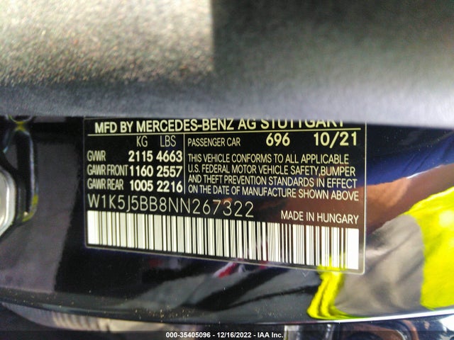 2022 Mercedes-Benz CLA-Class, VIN: W1K5J5BB8NN267322