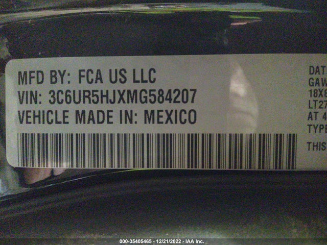 2021 Ram 2500, VIN: 3C6UR5HJXMG584207