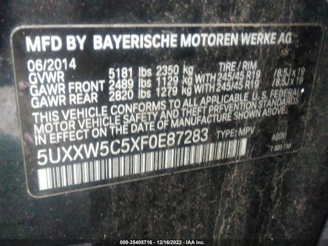 2015 BMW X4, VIN: 5UXXW5C5XF0E87283