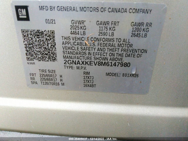 Chevrolet EQUINOX LT 2021 2GNAXKEV8M6147980 Image 9