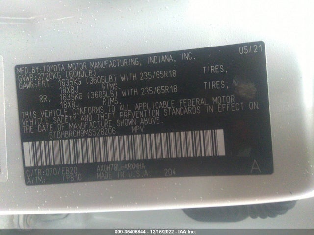 2021 Toyota Highlander, VIN: 5TDHBRCH9MS528206