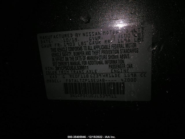 2018 Nissan Kicks, VIN: 3N1CP5CU0JL539911