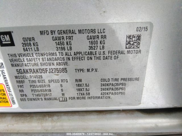 5GAKRAKD5FJ275985 Buick Enclave Convenience