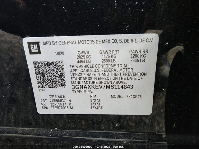 Chevrolet EQUINOX LT 2021 3GNAXKEV7MS114843 Image 9