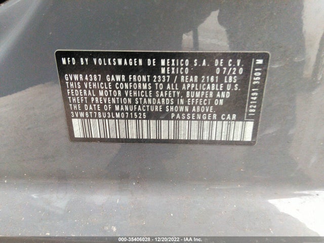 2020 Volkswagen Jetta, VIN: 3VW6T7BU3LM071525
