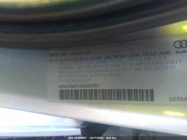 WAUC8AFC4JN087951 Audi A6 Premium/sport