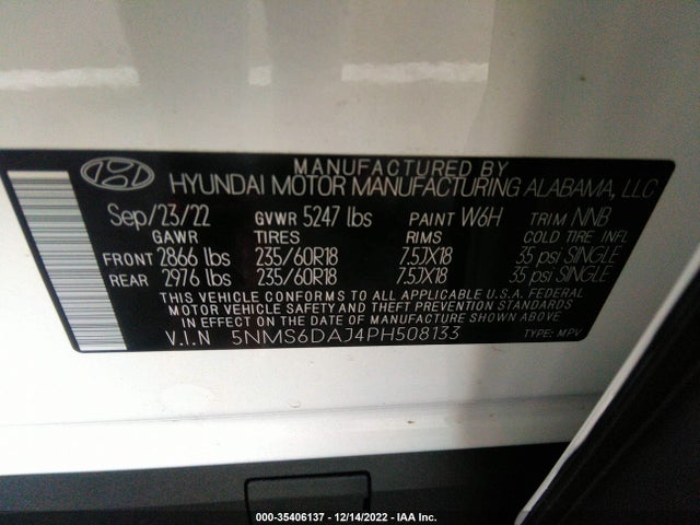 2023 Hyundai Santa Fe, VIN: 5NMS6DAJ4PH508133