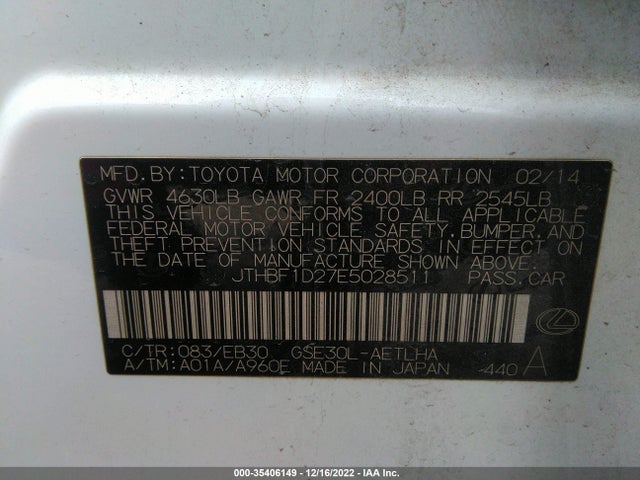 Lexus IS 250 2014 JTHBF1D27E5028511 Image 10