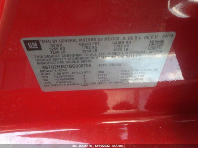 3GTU2NEC1GG305766 GMC Sierra 1500 Slt