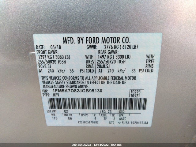 2018 Ford Explorer, VIN: 1FM5K7D82JGB95130