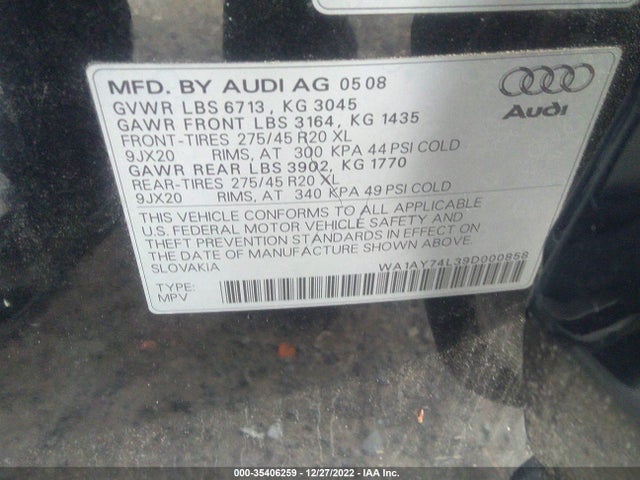 Audi Q7 2009 WA1AY74L39D000858 Image 10