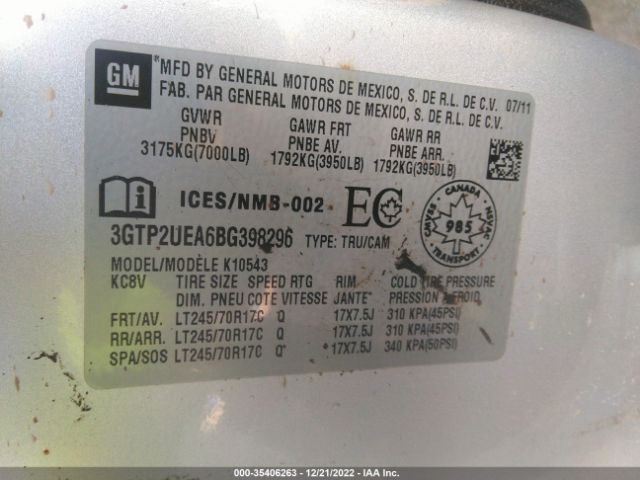 3GTP2UEA6BG398296 GMC Sierra 1500 Sl