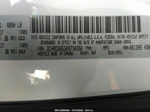 Dodge Grand Caravan Se 2019 2C4RDGBG3KR734350 Image 9